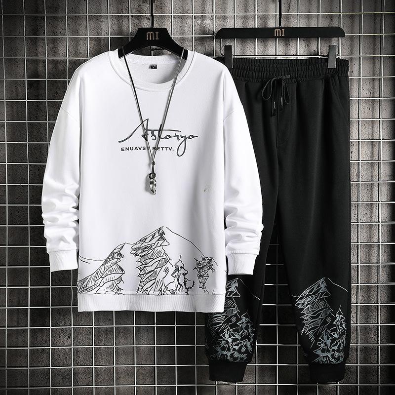 

Men' Tracksuits 2022 Fashion Sports Wear Two Pieces Set Mens Hoodie+Pants Harajuku Printing Spring Autumn Casual Outfit Men Sweatsuit, Nzl0755 darkgrey