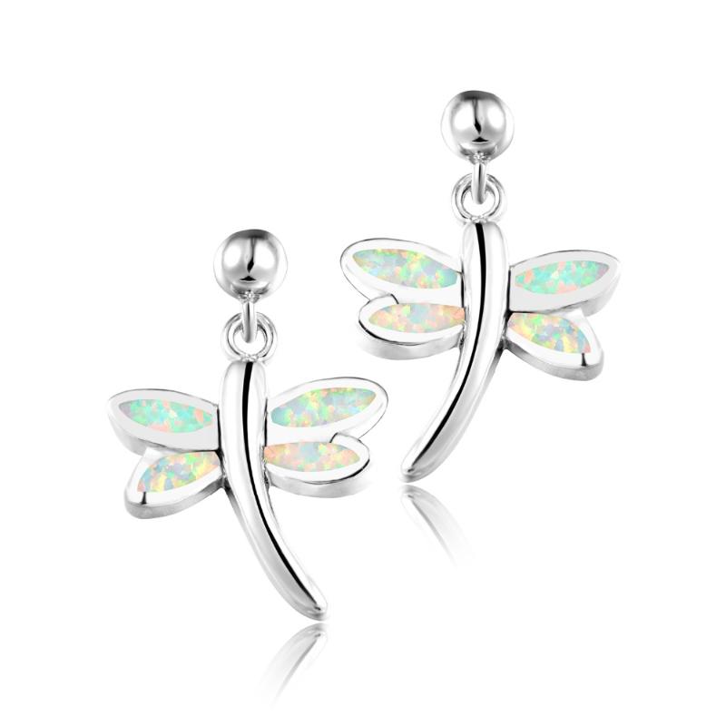 

Dangle & Chandelier Real 925 Sterling Silver Blue/white Red Fire Opal Drop Earrings Dragonfly For Women JewelryDangle ChandelierDangle