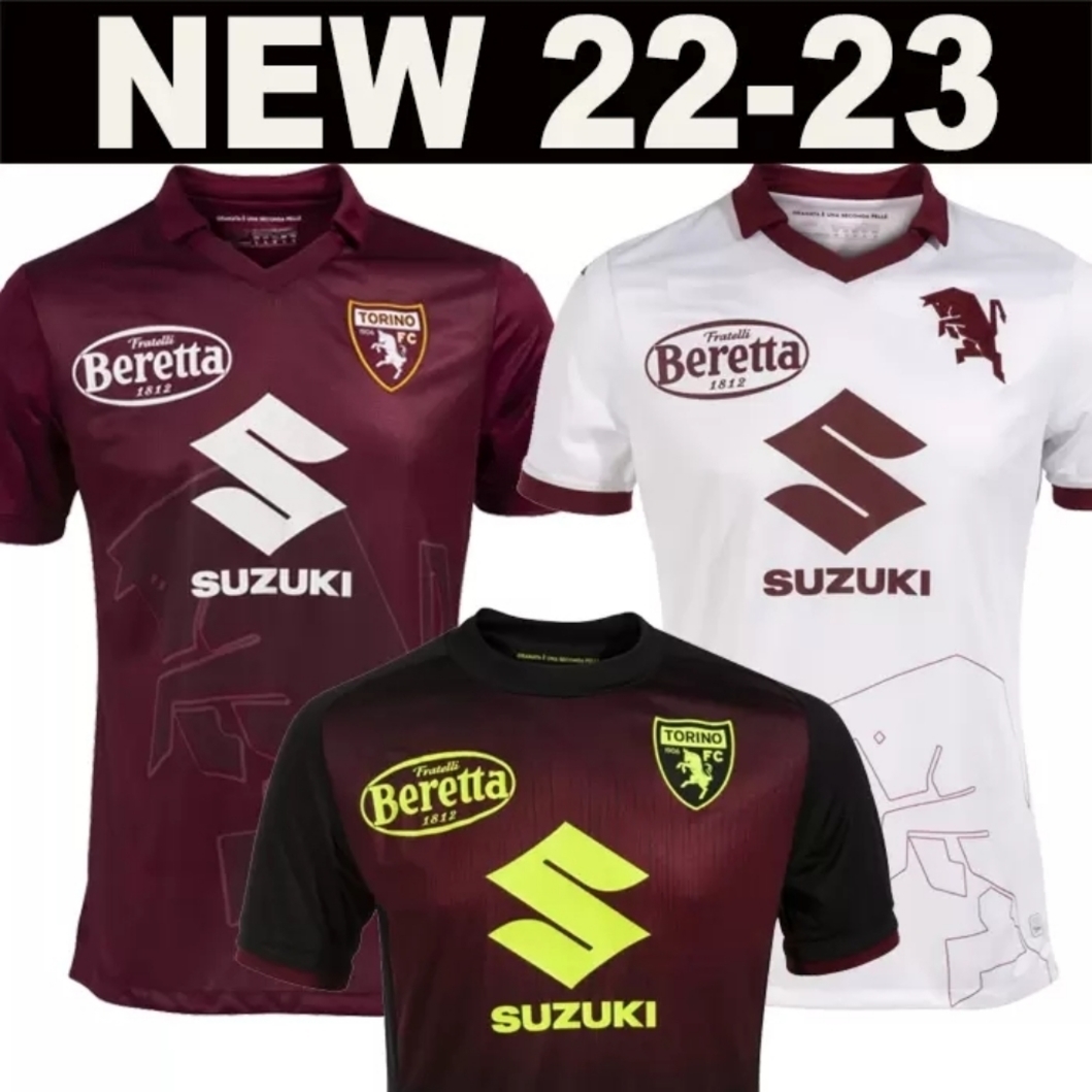 

22 23 Torino FC soccer jerseys maglia da calcio BELOTTI FALQUE IZZO NKOULOU ZAZA BASELLI 2022 2023 torino home away third Maillot de football Shirt Top thailand, Adult home+patch1