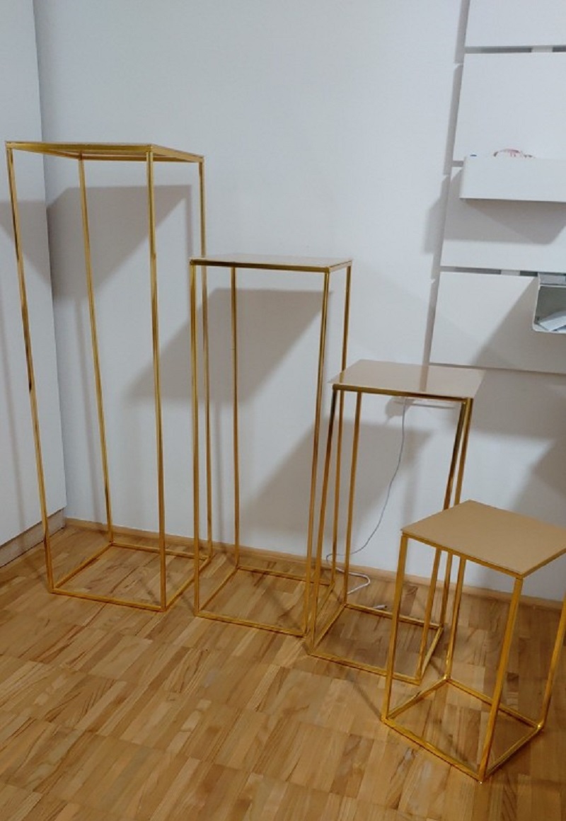

Wedding Centerpiece Gold-Plated Geometric Flower Stand Home Decoration Shiny Metal Iron Rectangle Square Frame Backdrop, As described