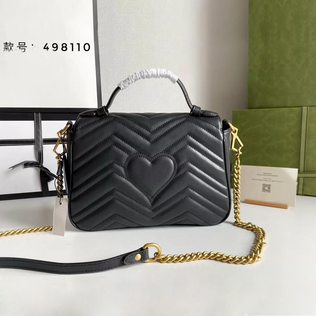 

Original high quality Newset Women Marmont Lady Messenger Bags Love heart V Wave Pattern Satchel Genuine Leather Shoulder Bag Chain Butterfly Handbags Purse, Invoices (are not sold separately