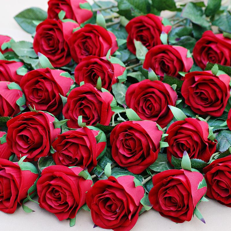 

Decorative Flowers & Wreaths Plastic Dried Home Decor Simulation Rose Bunch Dry Flower Wedding Decoration Artificial Fabric Decorations Fest, Red