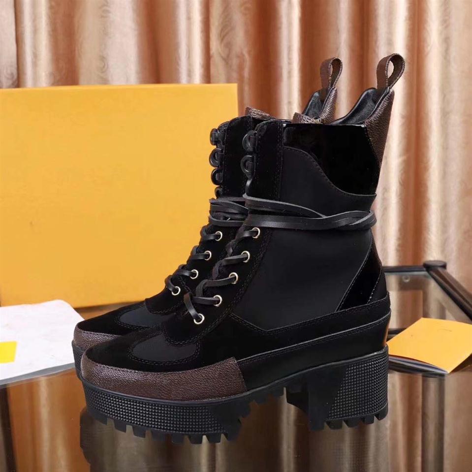 

Womens Boots Printing Brand Martin Boots Platform Work Boot Snow Boot Ankle Boots Designer Winter Shoes 5cm Heel Large siz35-42274c, Black