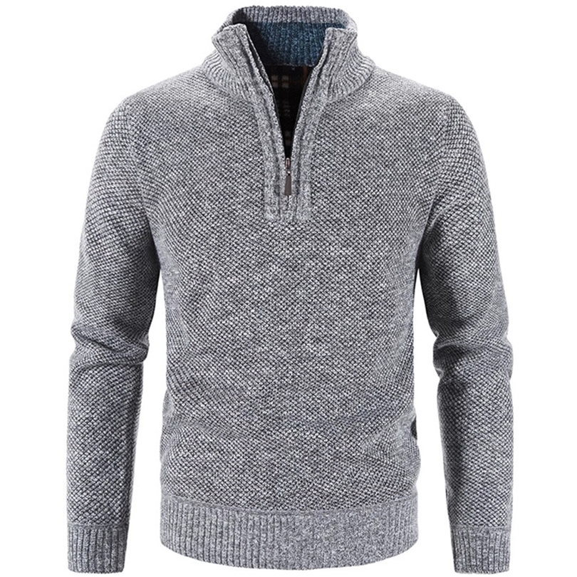 

Winter Men's Fleece Thicker Sweater Half Zipper Turtleneck Warm Pullover Quality Male Slim Knitted Wool Sweaters for Spring 220811, Asian xxxl