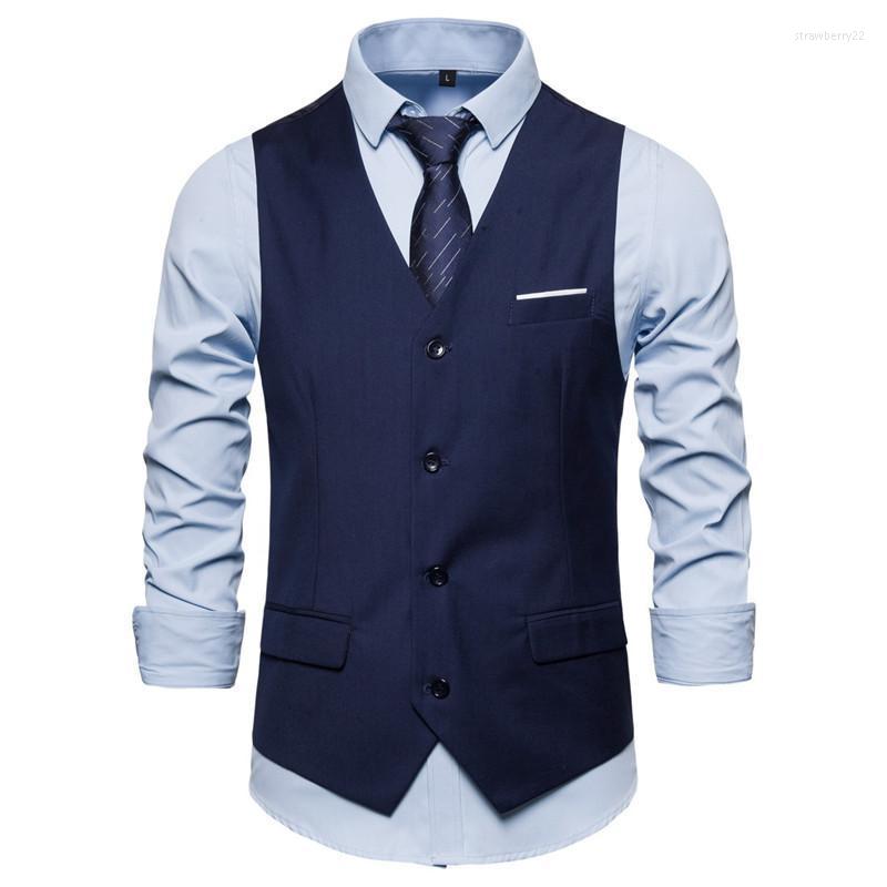 

Men' Vests Solid Color Business Casual Vest Mens 2022 Brand Slim Fit Single Breasted Suit Waistcoat Men Party Wedding Tuxedo Stra22, Red