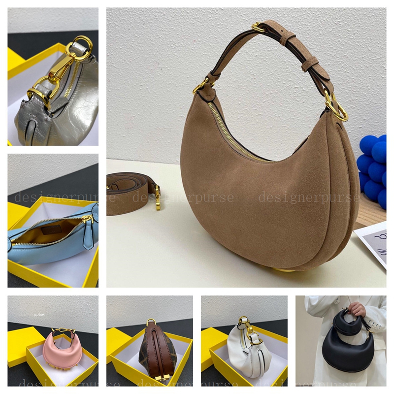 

Designer Bag nano Hobo graphy handbag clutch bags Mini Roma Half Moon Crossbody Shoulder Bag Fen luxury purse handbags designers crossbodys Metal Letter Wrist Pouch, Caramel colour