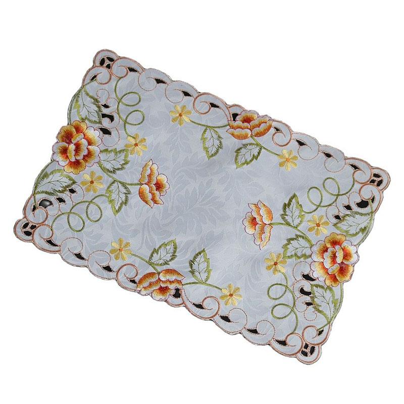 

Mats & Pads Europe Satin Lace Embroidery Table Place Mat Christmas Pad Cloth Dish Placemat Cup Navidad Napkin Year Doily Kitchen
