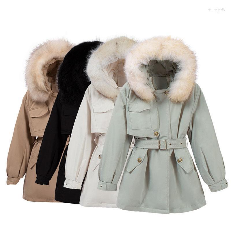 

Women's Down & Parkas Korean Fashion Female Coat 2022 Women Jacket Winter White Duck Hooded Fur Collar Casual NBH277 Guin22, Black