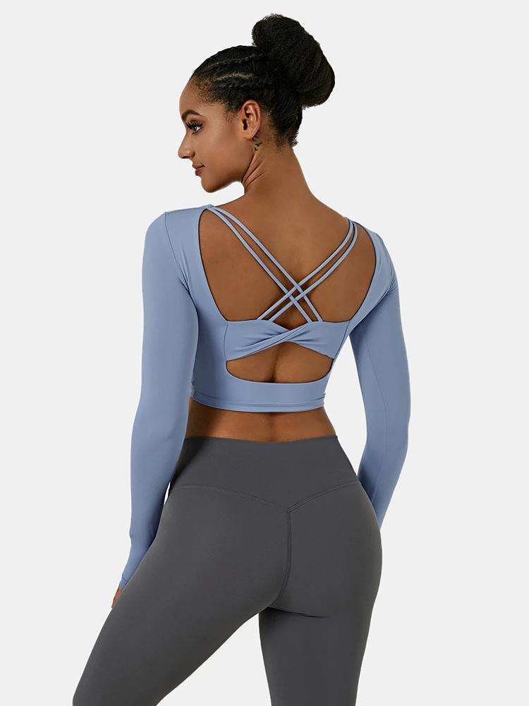 

Yoga Outfit Sports Tops Women Fitness Gym Shirt Sexy Hollow Cross Strappy Crop Push Up Running Training ClothingYoga, Black