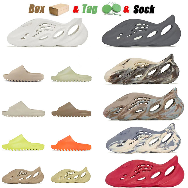 

Brand designer slippers mens EVA rubber womens comfort sandals yeezys new collection glow green anthracite agate black bone foam yeezies slide slippers, 16