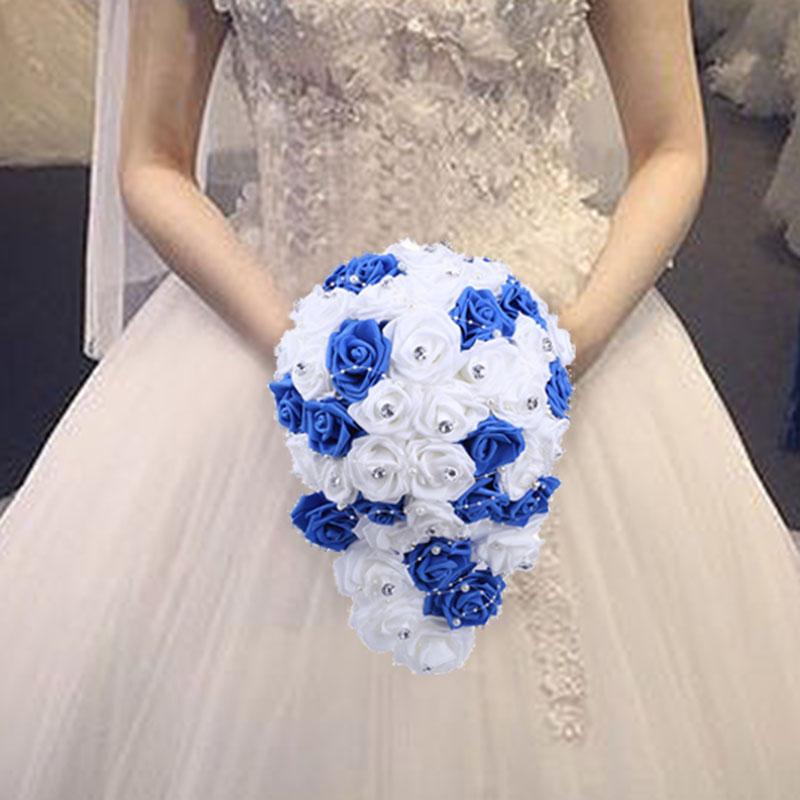 

Wedding Flowers Korean Simple Bride Bridesmaid Holding Bouquet PE Foam Pearl Rhinestone DIY Church Decoration PE1223Wedding