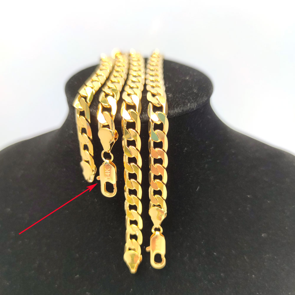 NECKLACE BRACELET 14K Solid Fine GOLD STAMPED URBAN STYLE 8mm 24" RAPPER MIAMI CUBAN CHAIN-image-761863039