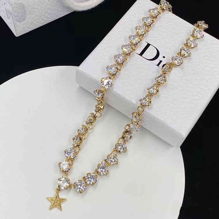 D Lettre de la famille pentagramme Diamond Collier incrusté Bracelet 2022 Bracelet de chaîne de cou 2022 Brand Design de mode de luxe Bijoux pour