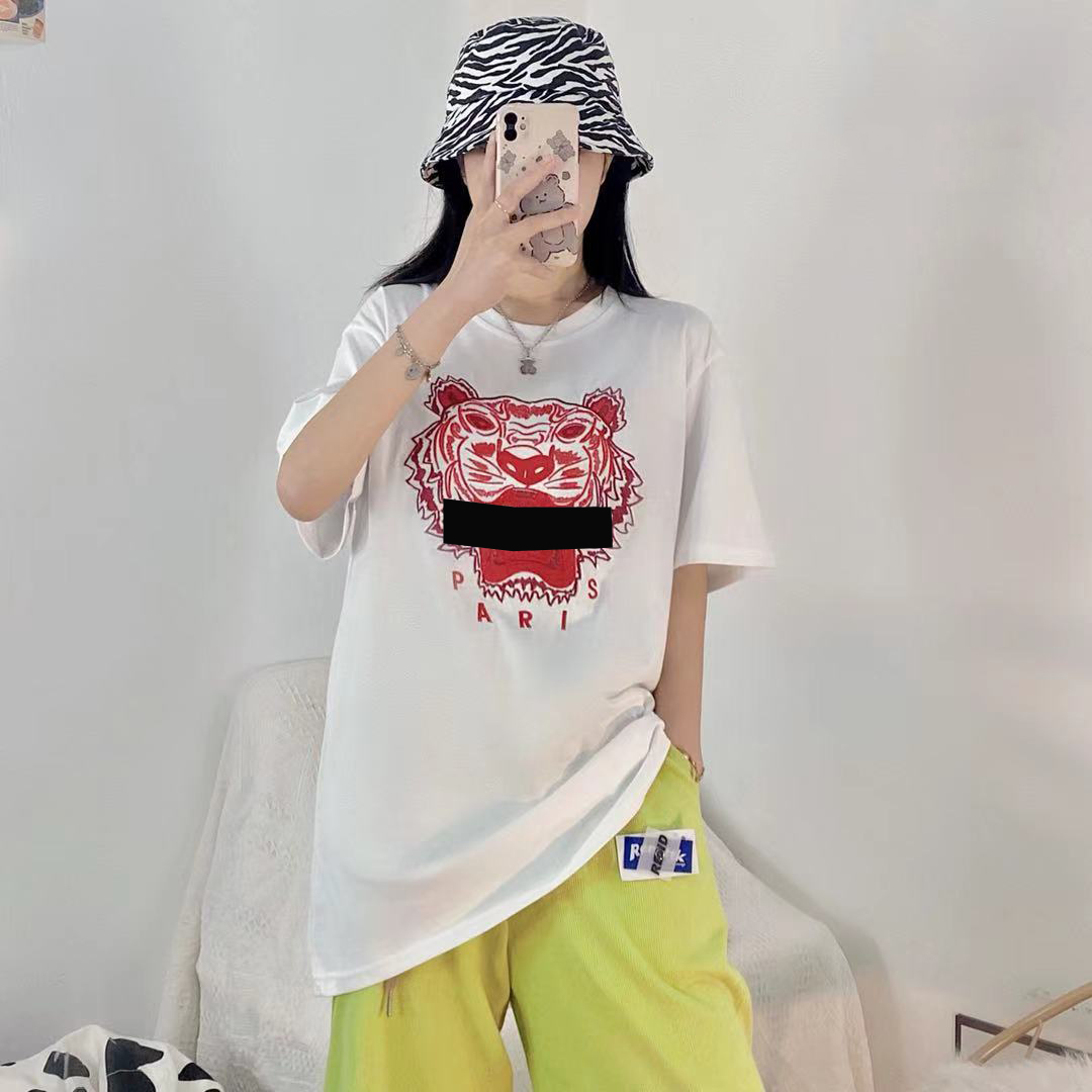 

brand kenzo summer 2022 tiger men short sleeve t shirt loose casual tiger head embrodiery hip hop women, Hi