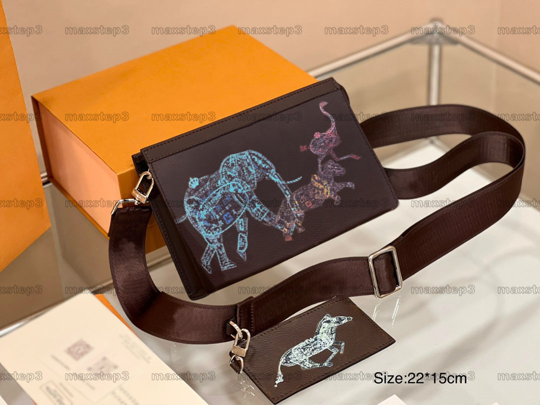 

Gaston Wearable Wallet Shoulder Bag With Zip Coin Pouch Pochette Voyage Mens Designer CrossBody M81115 M81115 Black Monograms Shadow Leather 2 Sets Handbag