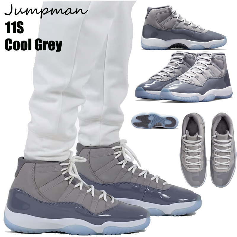 11s 11 Cool Grey Basketball Chaussures Mens Sport Design Sneaker Baskets Haut High Top Tache Taille Taille Taille Taille de 5,5 à 13 Hommes Femme