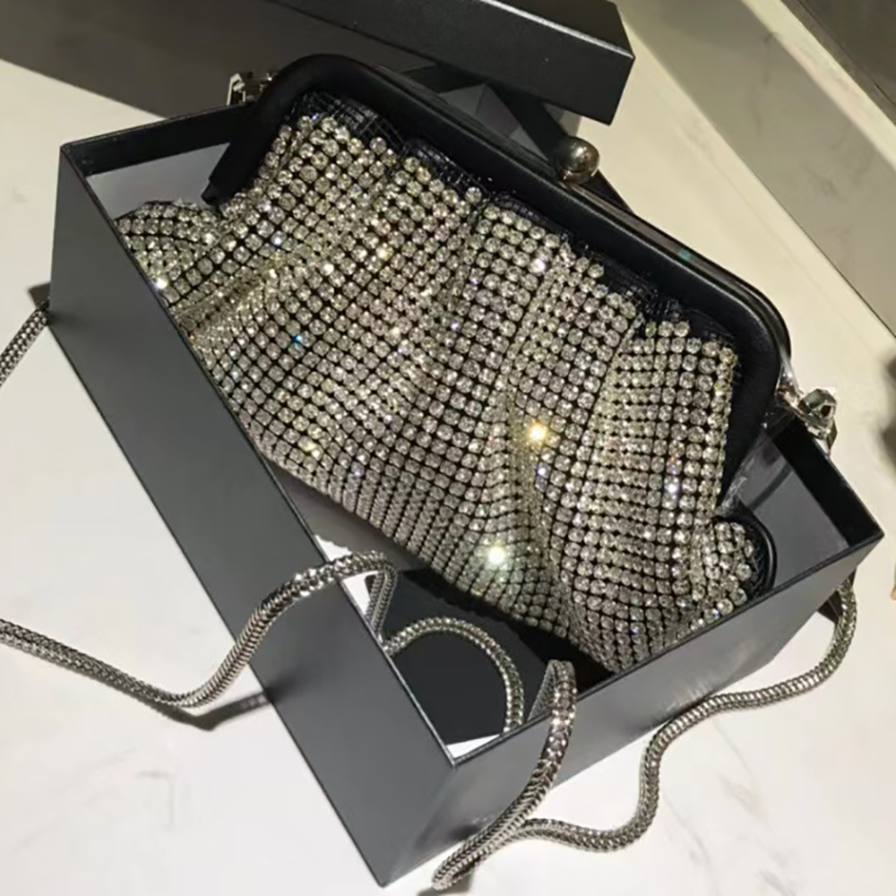 

heiress pouch in rhinestone mesh bags medium crystal mesh Purse Ladies Luxurys Designers handbag shoulder shiny evening clutch bag Wang pouch wallet top quality, Dust bag