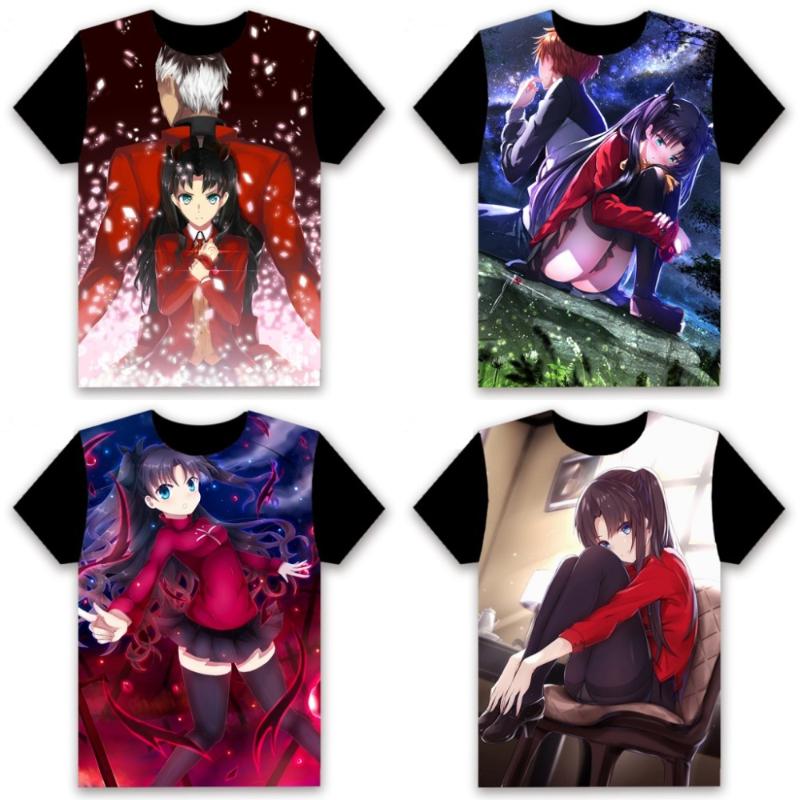 

Men' T-Shirts Men' T-shirt Anime Fate/stay Night Tohsaka Rin Cosplay Short Sleeve Unisex Student Casual Black Tee Summer Fashion Shirt, 01