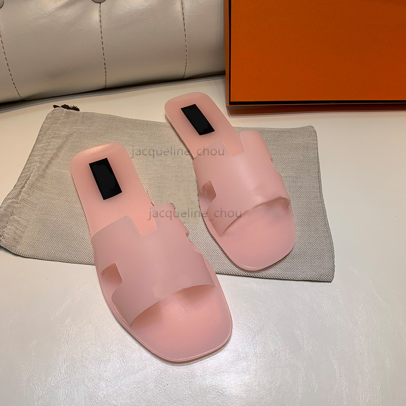 

Luxury Oran Slippers Designer Sandles Jelly Color Slides Sandal Woman Flip Flops Flat Heel Summer Women Shoes PVC Outsoles With Box, 2#