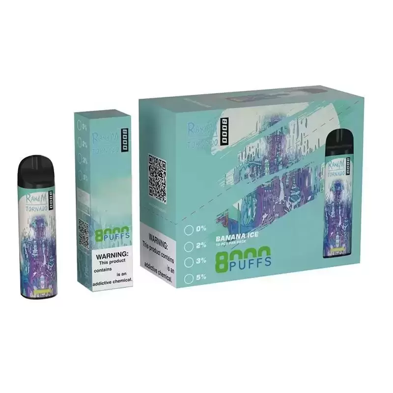 

Original RandM TORNADO 8000 Puff Disposable Vape Pen E Cigarette With Airflow Control Rechargeable 850mAh Battery Mesh Coil 16ml Prefilled Pod Big Vapor Kit