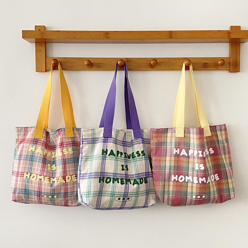 

Evening Bags Korean Plaid Single Shoulder Bag Women Casual Tote Large Capacity Female Cute Handbag Student Book Green PinkEvening