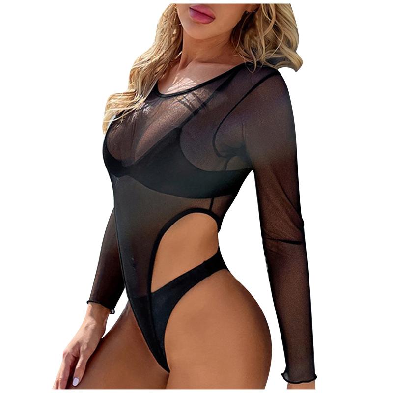 

Women's Swimwear Women Swimsuit 3 Piece Sexy Long-sleeved Solid Color Mesh Bathing Suit Womens 1 Swimsuits Athletic Size 18Women's, Beige
