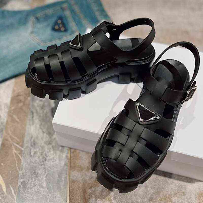 

Rome Chunky Women Sandals 2022 Summer New Brand Fashion Platform Shoes Pumps Slippers Beach Sports Shoes Flip Flops Women Slides G220427, Black