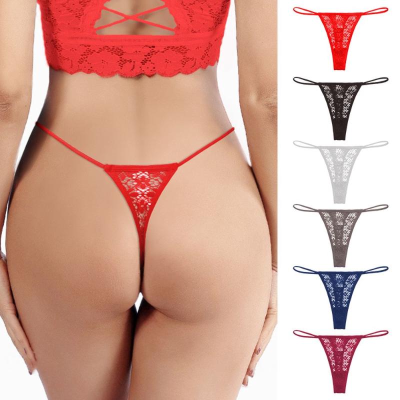

Women' Panties Sexy Lace Thong Low Waist Underwear Women T Erotic Apparel Female Transparent Lingerie Clothes Ladies UnderpantsWomen, Black