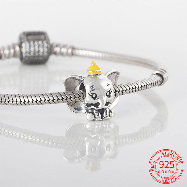 

Real 925 Silver Beads Dumbo Charm for Women Fit Pandora Bracelets Bangles Diy Jewelry