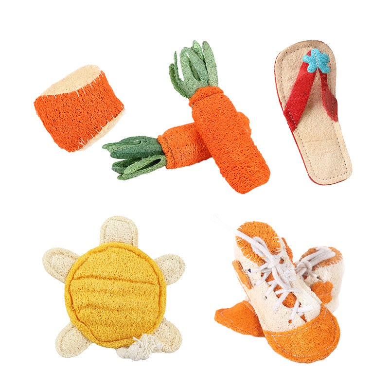 

Pet Grinding Toy Carrot Loofah Pet Dog Grinding Toy Edible Plant Chew Toy