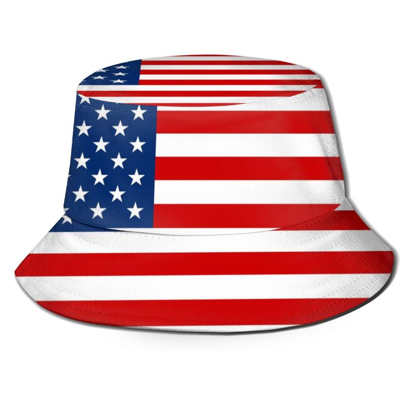 Berets American Flag Unisex Casual Sun Hat Bucket For Men Women Bob Hip Hop Caps Summer Fisherman Panama
