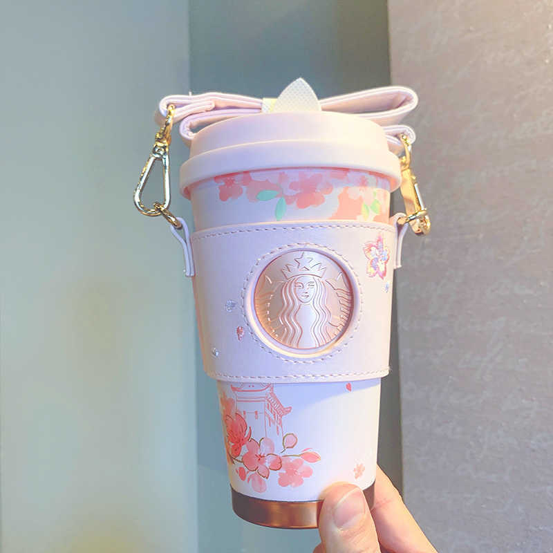 Starbucks cup spring 2022 Cherry Blossom stainless steel cup small fresh outdoor travel insulated water cup-image-760192424