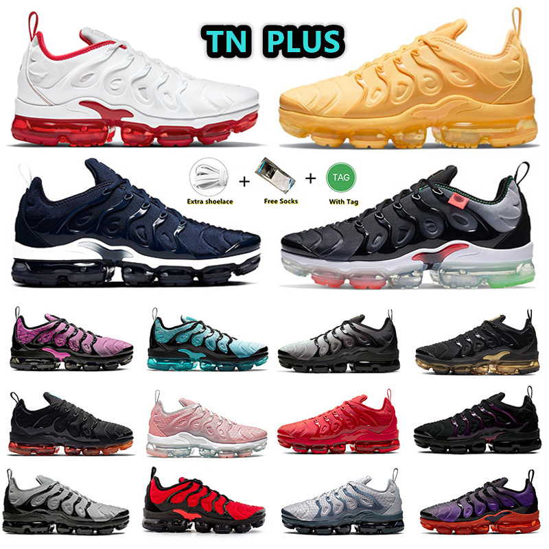 TN Plus Mens Running Shoes Black Bubblegum Yolk Cherry Cool Grey Neon Olive Pure Platinum Dark Blue USA Sunset Zebra Men Women Sports Trainers Outdo
