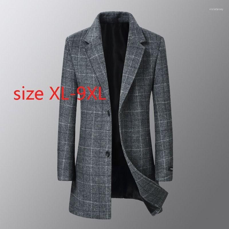

Men's Wool & Blends Arrival Fashion Super Large Autumn And Winter Men Long Windbreaker Plaid Coat Casual Plus Size 2XL3XL4XL 5XL 6XL 7XL 8XL