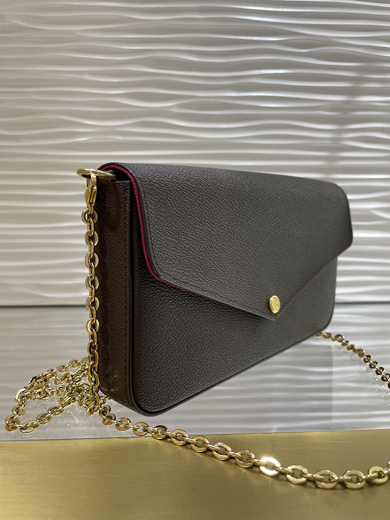 

Luxury Designer Handbag Purse Women POCHETTE FELICIE Shoulder Bag 3pcs/set with Box Embossed Flower Clutch Crossbody Messenger Bags Chain Coin Pouch Tote, Coffee