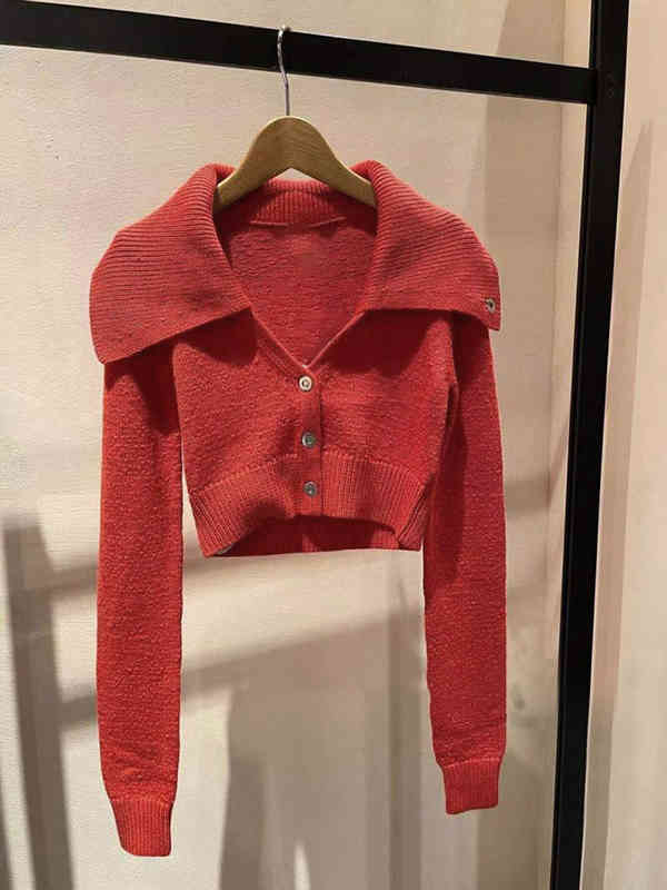 Tricot de tricots féminins aw king pull court niche d'automne et d'hiver en V-cou à manches longues à manches minces top topo