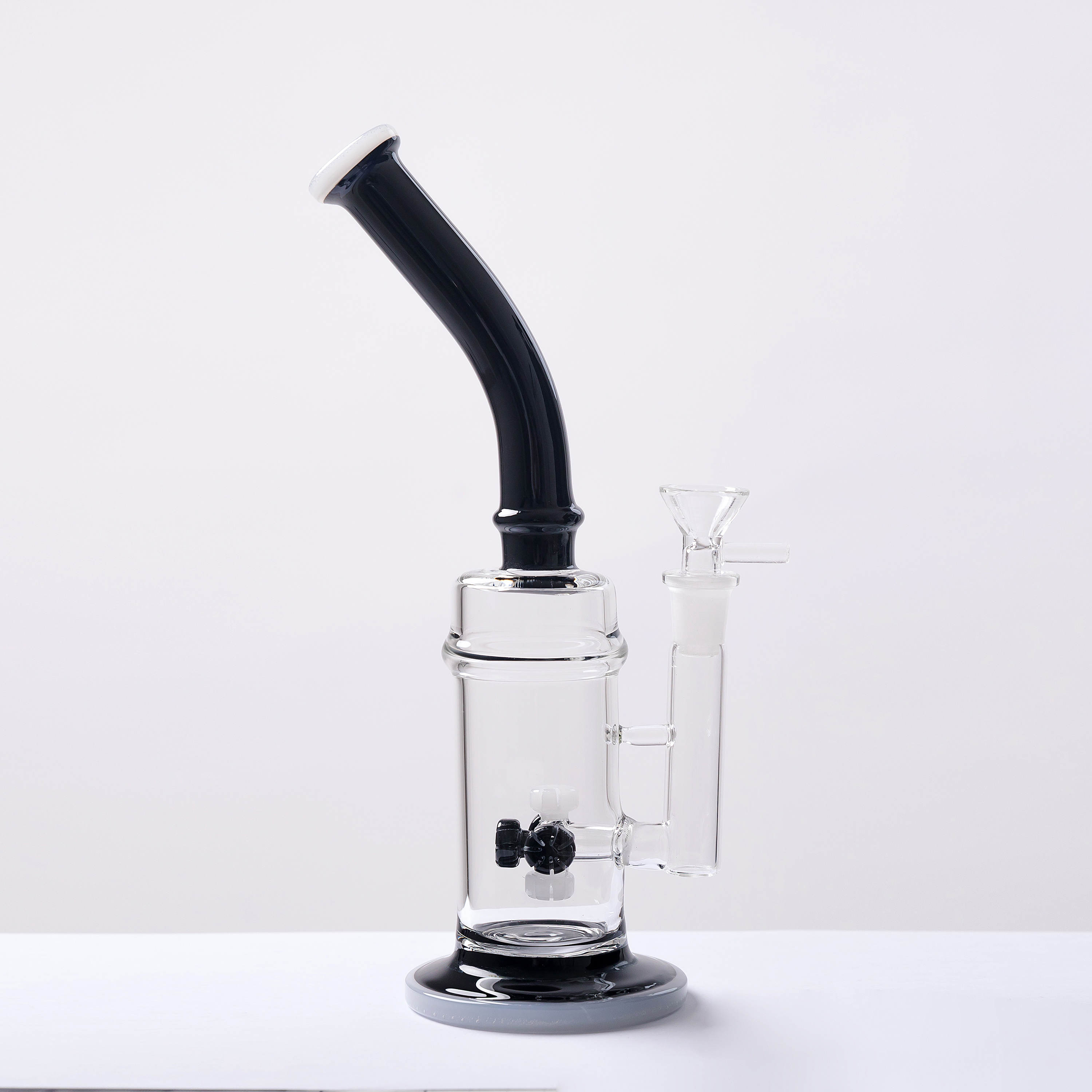 Hookahs Smoking Accessories bongs ash catcher bubbler Double color button filter hookah pipe thick glass cigarette gun DAB oil drilling rig full-image-764434657