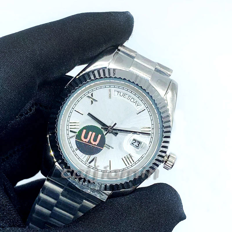 

Mens Watches Silver Rome Number Face Big Date Men Sapphire Glass Super luminous waterproof Stainless Steel Automatic Mechanic, Color 1