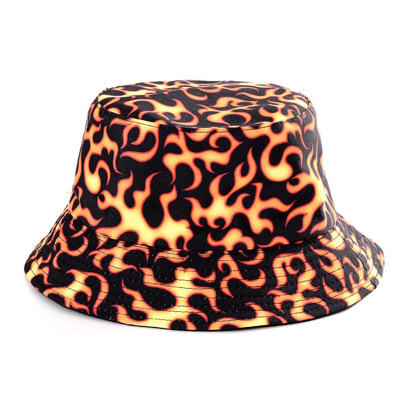 Berets Spring Summer Flame Bucket Hat For Men Women Outdoor Sun Fashion Fishing Hunting Cap Bob Chapeau Fishman