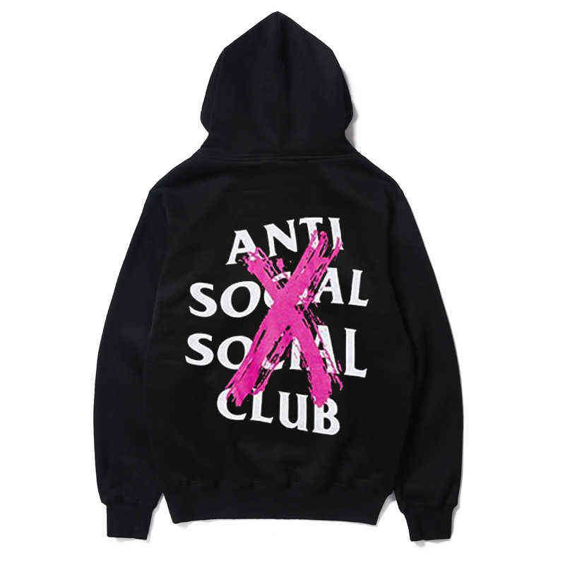 

New Assc Anti Social Club Hoodie Obsolete Cross Powder Plush Loose Pullover JacketS1, White