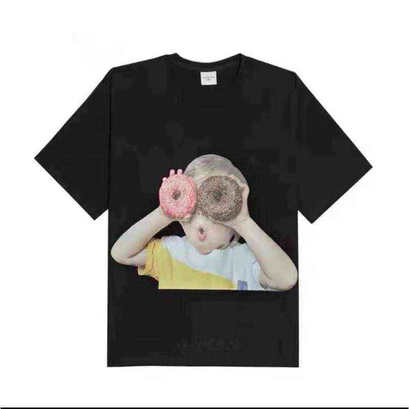 

Spot Chao Brand Adlv Donut Short Sleeve Printed Loose T-shirt Men And Women Lovers Half Bear Top Summer 1 t-shirt fashion tshirts brands B29, Black (green doughnut boy)
