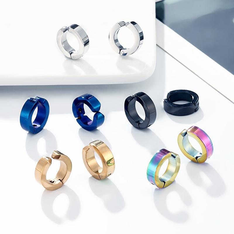 

Clip-on & Screw Back 1 Pair Trend Women Men Punk Rock Earrings Male Anti-allergy Stainless Steel Clip Ear Nails Without Earhole