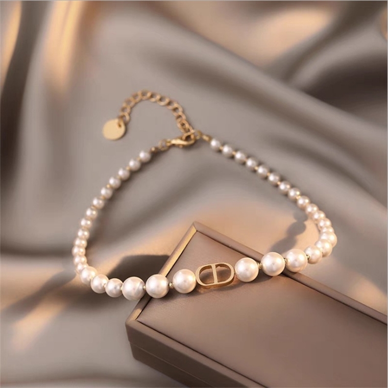 14% OFF jewelry The New new di letter pearl necklace bracelet femininity versatile clavicle neck chain-image-760406738