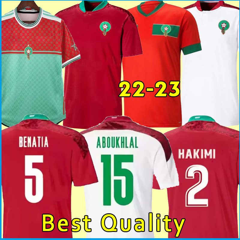 2022 2023 Maillots de football marocain HAKIMI ZIYECH Équipe nationale masculine 22 23 Édition spéciale Home Red Away Boufal Saish El- Arabi Fajr
