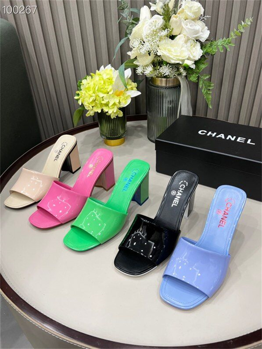 slippers Women High Heels Candy Colors Leather Solid Jelly Shoes Fashion beach Summer Slides slip-on ladise Sexy scandals 4.5cm W871
