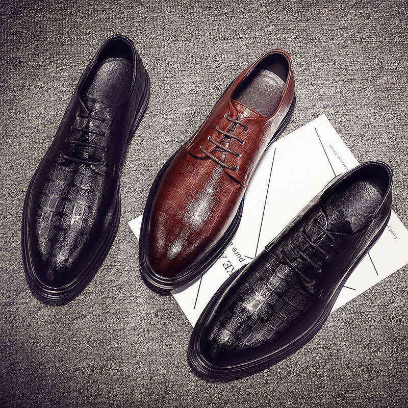 

2022 summer large casual business formal leather breathable men's shoes, Black
