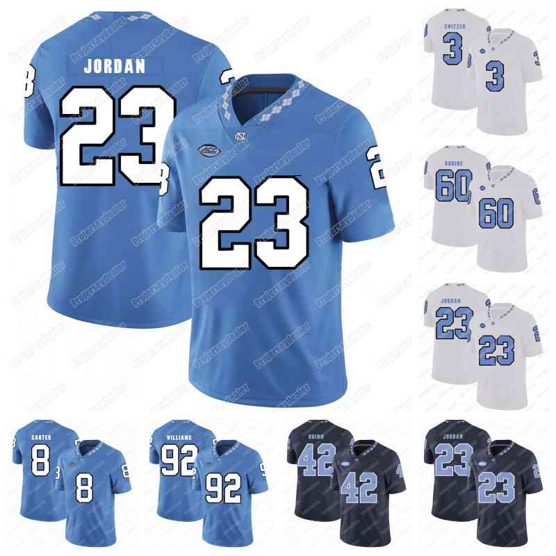 

C202 North Carolina Tar Heels 23 Michael 8 T.J. Logan 92 Williams 60 Russell Bodine 42 Robert Quinn NCAA College Football Jersey, Blue mens s-xxxl