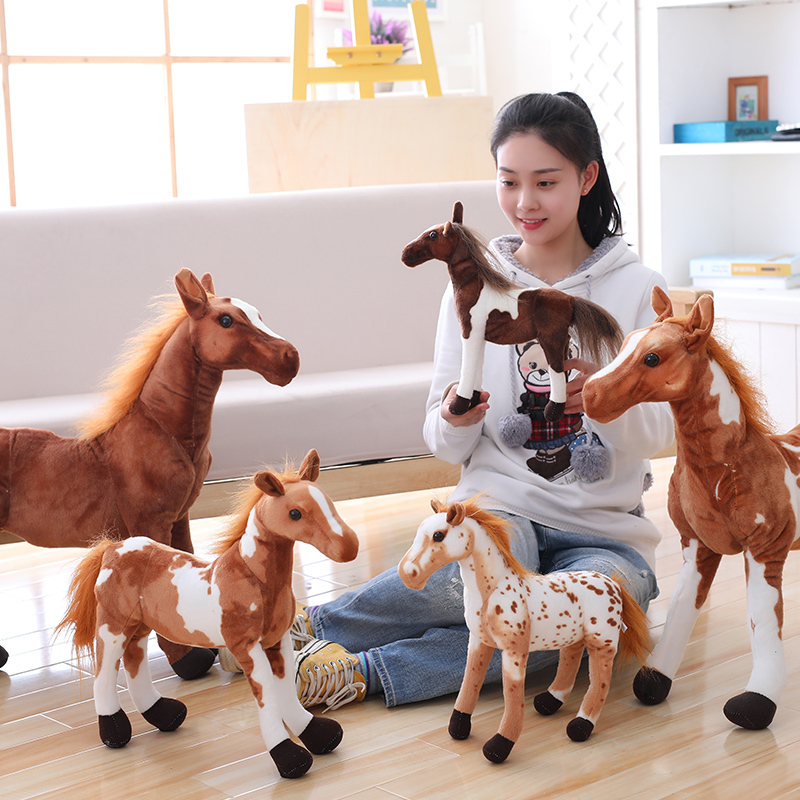 30-90cm 4 styles simulation cheval peluche en peluche à vie animal poupée bébé apaiser jouet kid