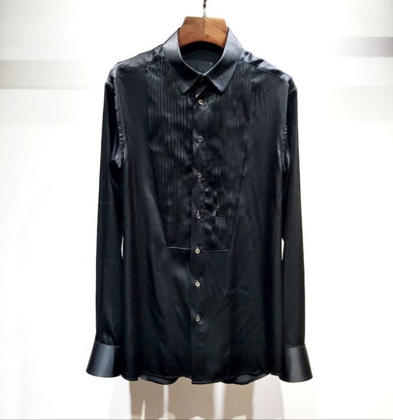 

6XL 2022 Men's Clothing Personality Wedding Banquet Dress Shirt Milan Show Customization Plus Size Costumes Casual Shirts, Black