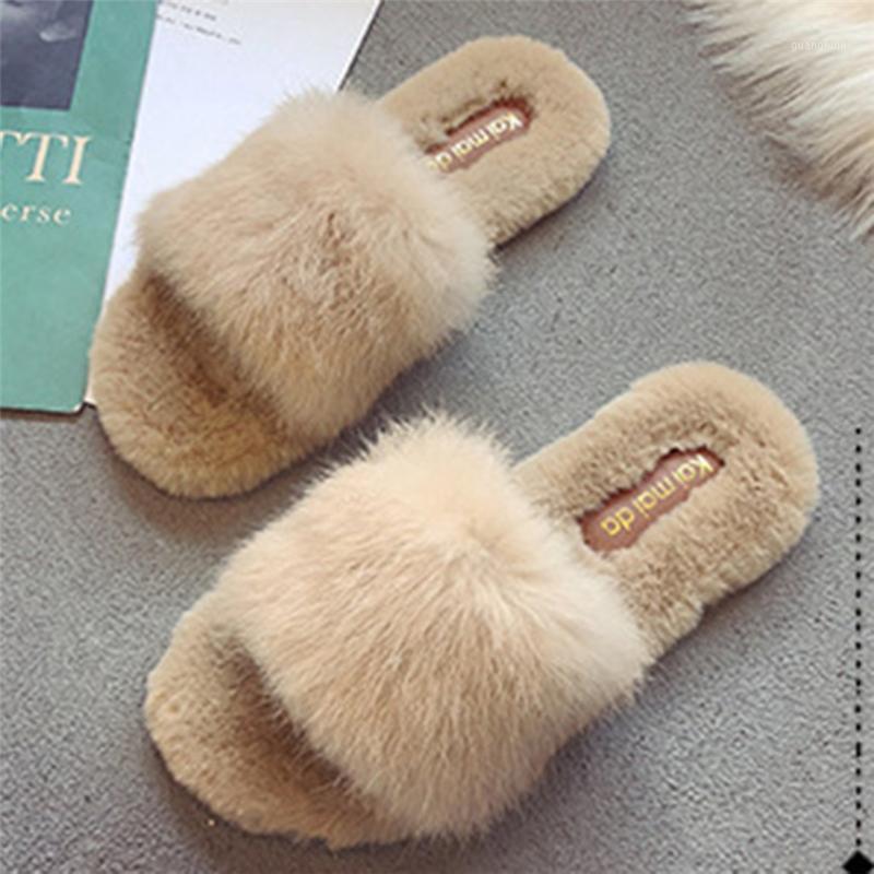 

Slippers Plush Winter Female Solid Cotton Slip On Warm Non-Slip Flats Bedroom Soft 2022 Autumn House Shoes 70, Beige